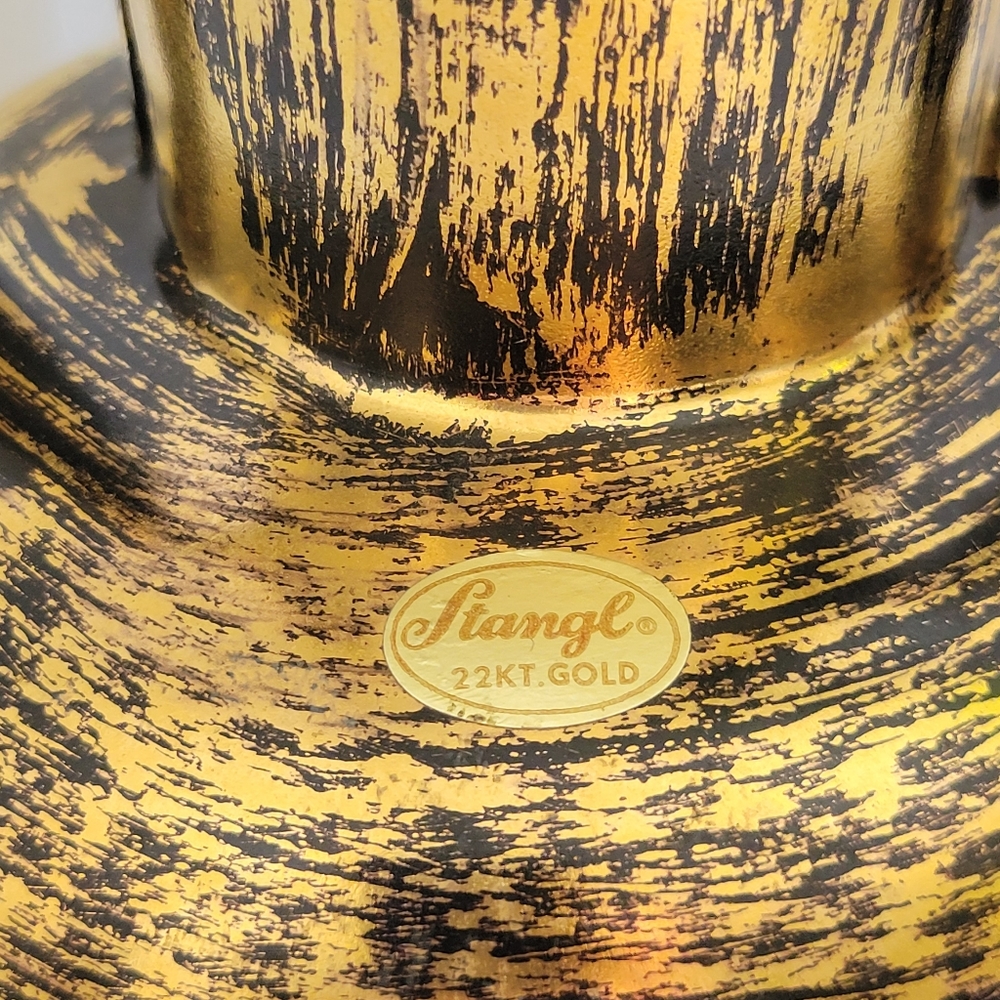 Vintage Stangl Black Gold Dual Handle Vase - Picture 2 of 10